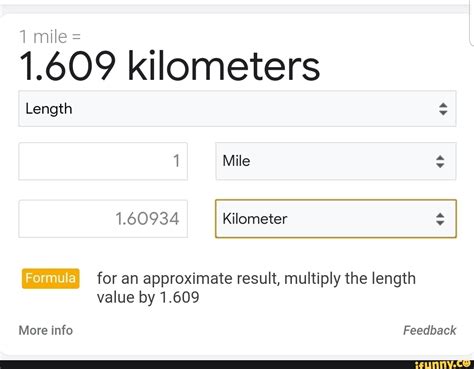 1 mile = 1.60934 kilometers