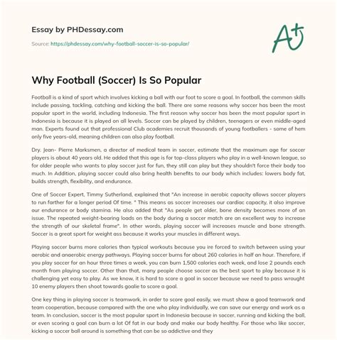 1 page essay on soccer Reader