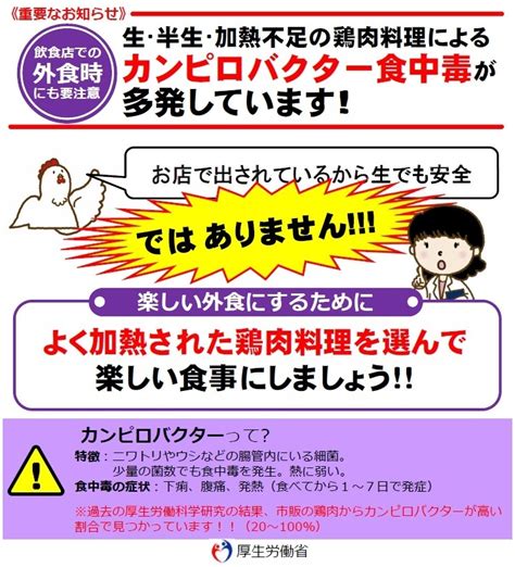 1. 生または加熱不十分な鶏肉は避ける