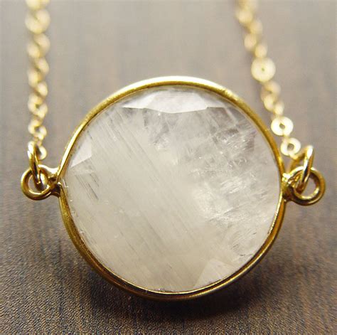 1. 14K White Gold Moonstone Pendant Necklace