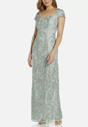 1. Adrianna Papell Platinum Sequin Maxi Dress