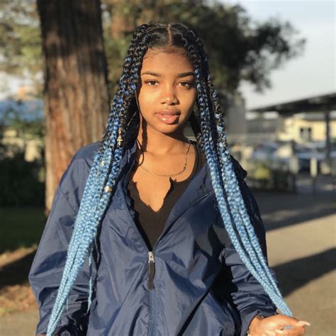 1. Black Braids with Blue Tips