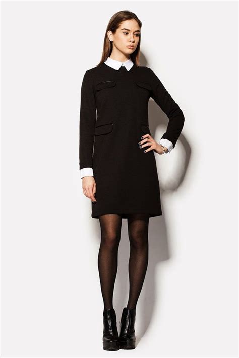 1. Black Dress with White Collar