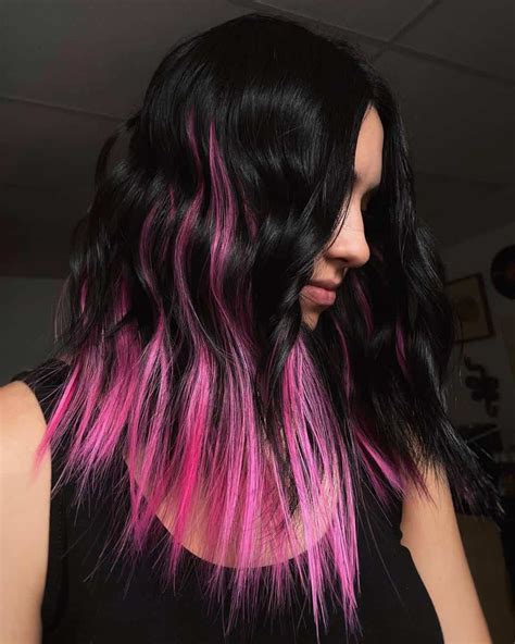 1. Black Hair with Pink Highlights