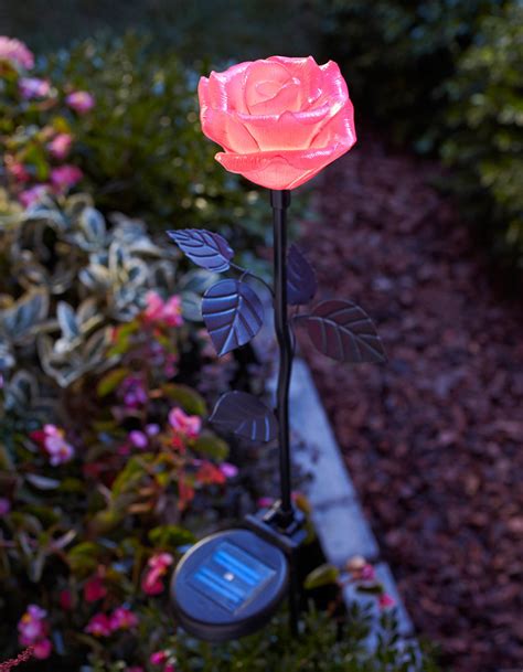 1. Blazing Blooms: Rose-Shaped Solar Stake Light