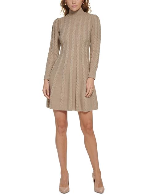 1. Cable-Knit Mock Neck Sweater Dress