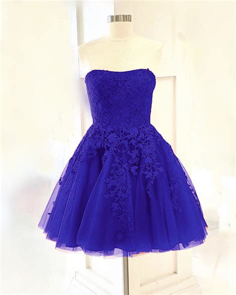 1. Captivating Lace and Tulle Strapless Homecoming Dress