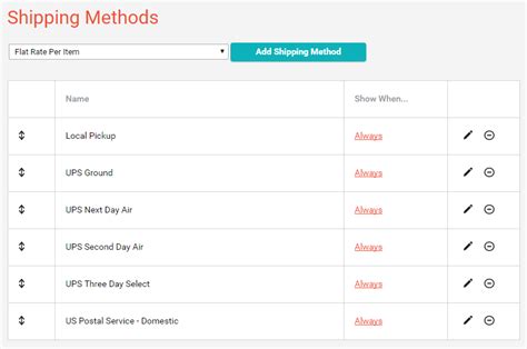 1. Choose a Shipping Method