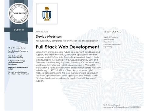 1. Coursera's Web Development Specialization