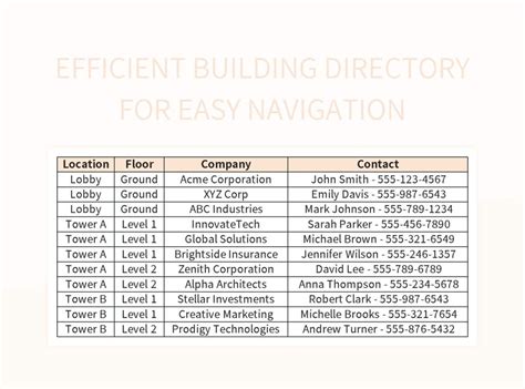 1. Detailed Building Directory: