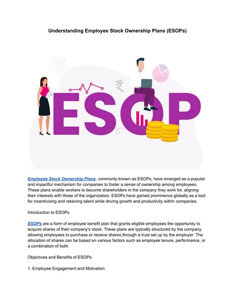 1. Employee Stock Ownership Plans (ESOPs)