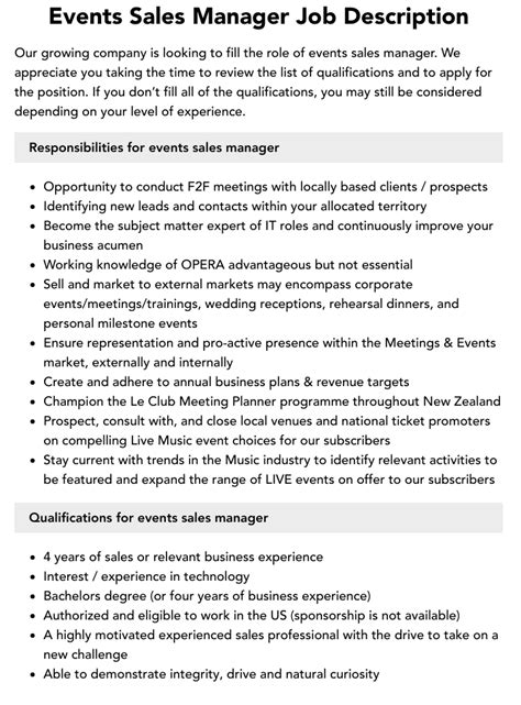 1. Event Sales Manager