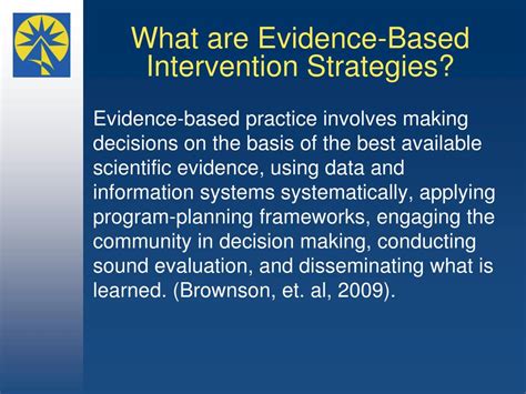 1. Evidence-Based Interventions: