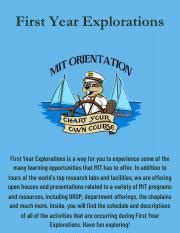 1. First Year Explorations