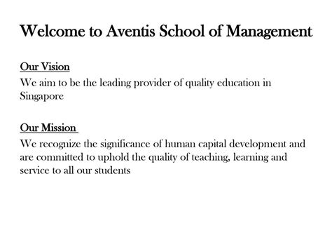 1. History and Mission of Aventis School of Management