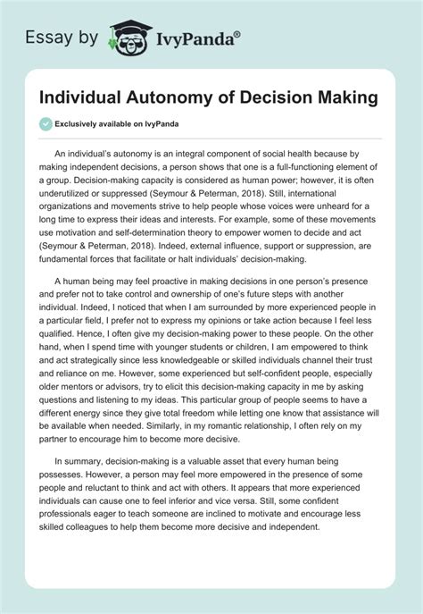 1. Individual Autonomy: