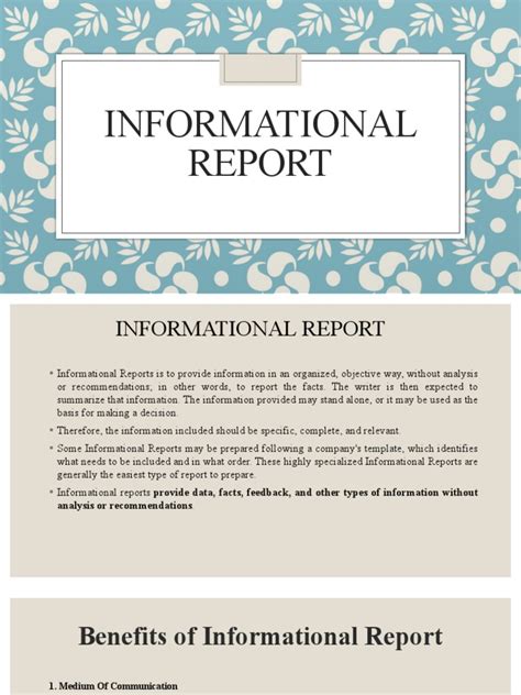 1. Informational Reports