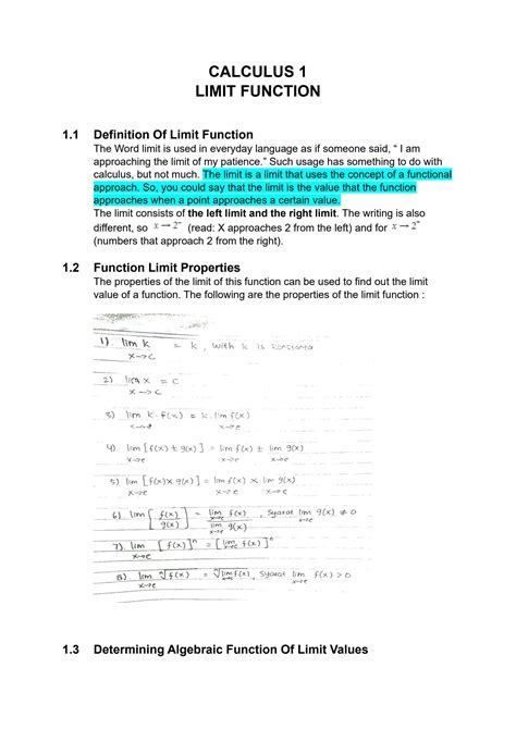1. Limit of a Function