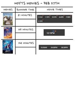 1. Movie Timetable