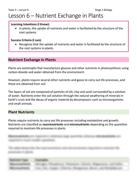 1. Nutrient Exchange: