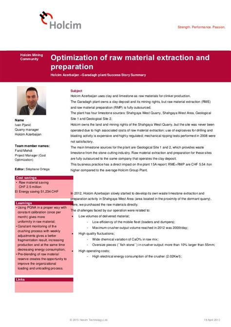 1. Optimize Raw Material Preparation: