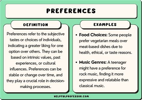 1. Personal Preferences: