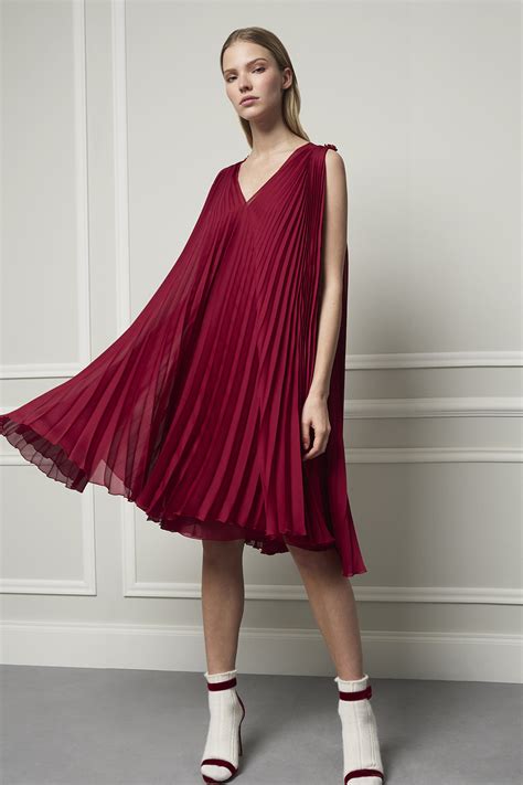 1. Red Pleated Dress: