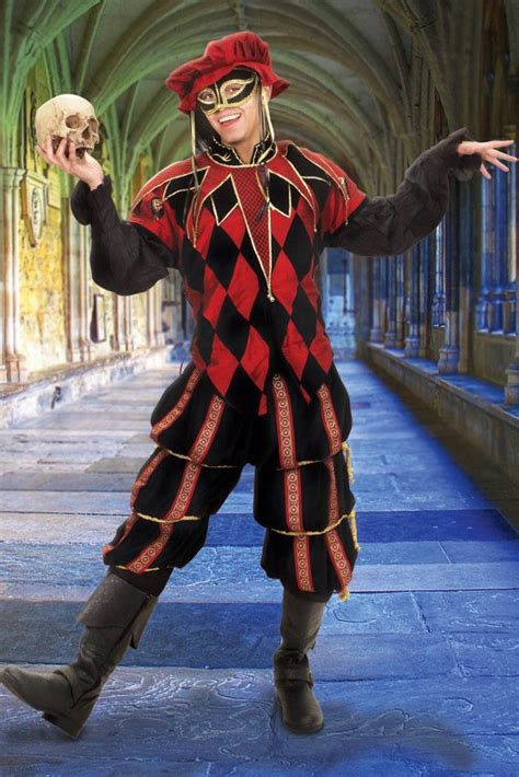 1. Red and Black Diamond-Patterned Jester Suit