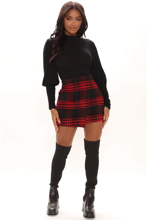 1. Red and Black Plaid Skirt