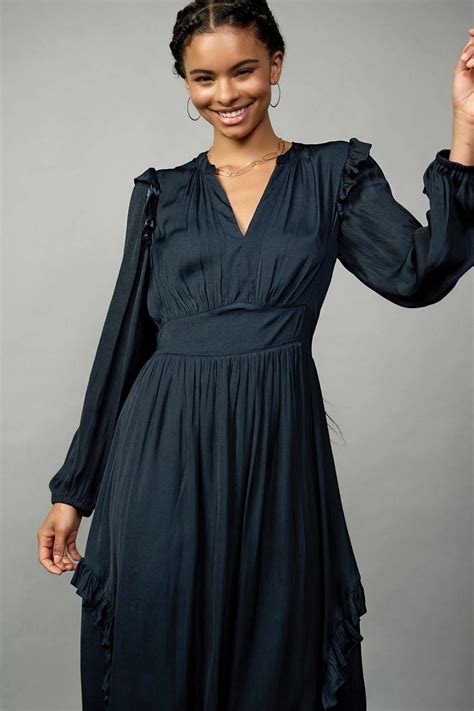 1. Ruffle Trim Midi Dress