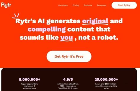 1. Rytr: The AI-Driven Storyteller (100,000+ Monthly Users)
