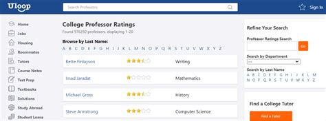 1. Search for Your Professors and Courses: