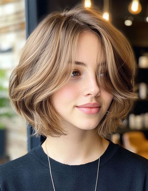 1. Soft Layered Bob with Side Swept Bangs