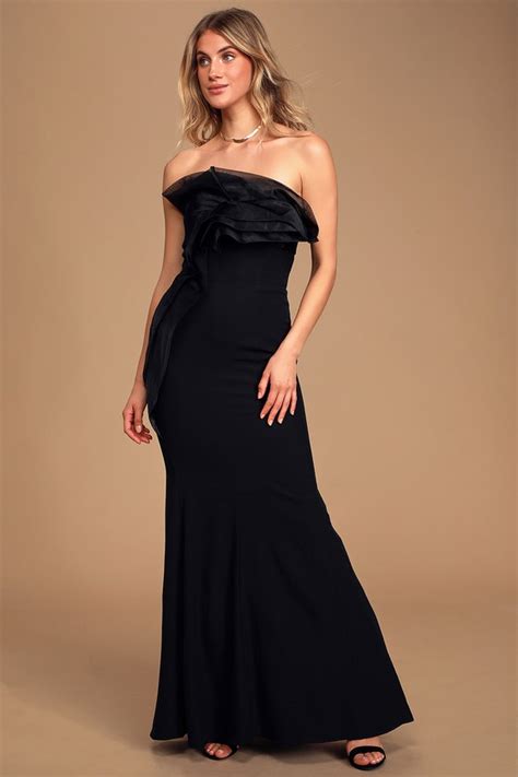 1. The Siren's Song: Black Strapless Maxi Dress