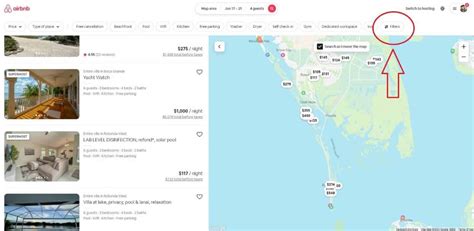 1. Use the Airbnb filters to narrow down your search.