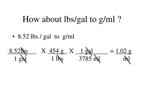 1.09g/ml to lbs/gal