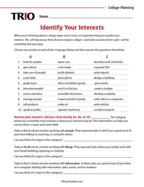 1.1 Identify Your Interests: