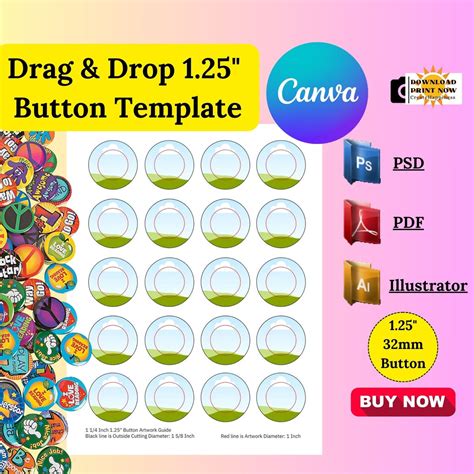 1.25 Button Template Canva
