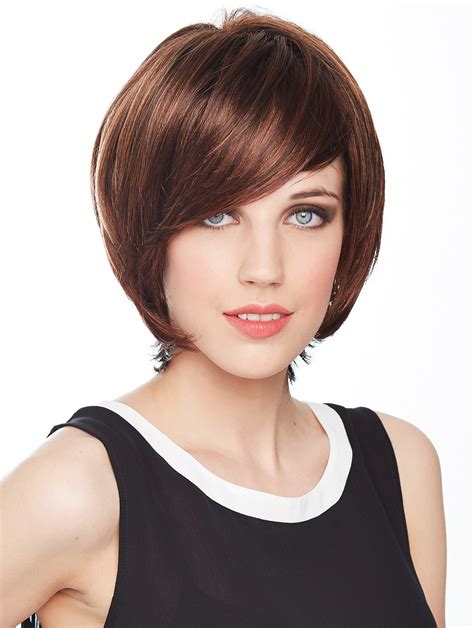 10" Chin Length Auburn With Highlights Bobs Synthetic Monofilament Wigs