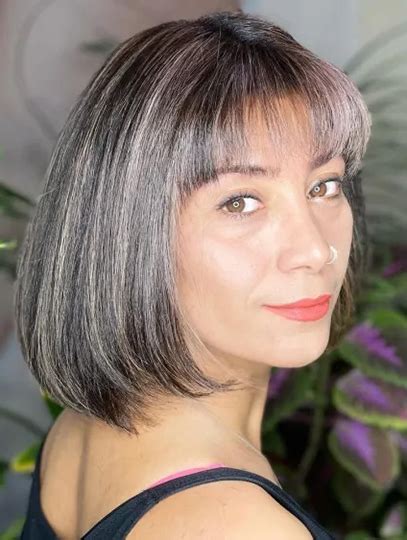 10" Chin Length Bobs Grey Synthetic Lace Front Wigs VS 2025