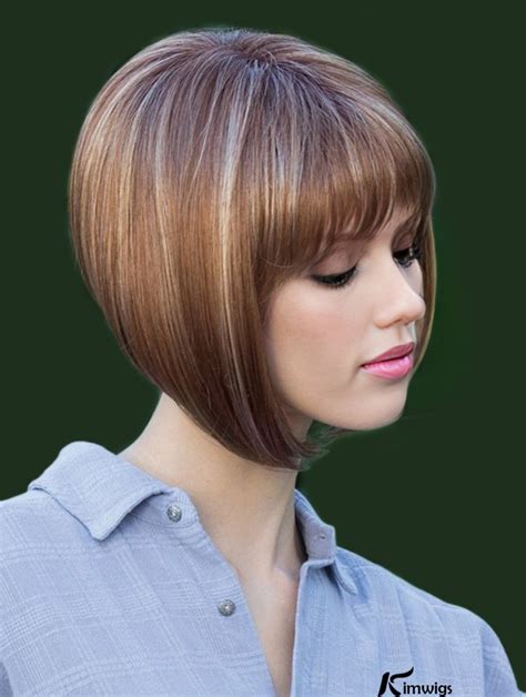 10" Chin Length Brown Straight Bob Wigs