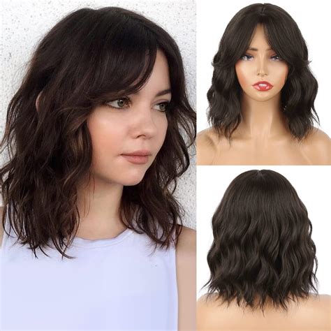 10" Chin Length Natural Brown Wavy Bob Wigs VS Other Lengths