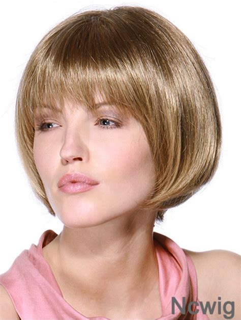 10" Chin Length Straight Blonde Popular Hand-Tied Wigs