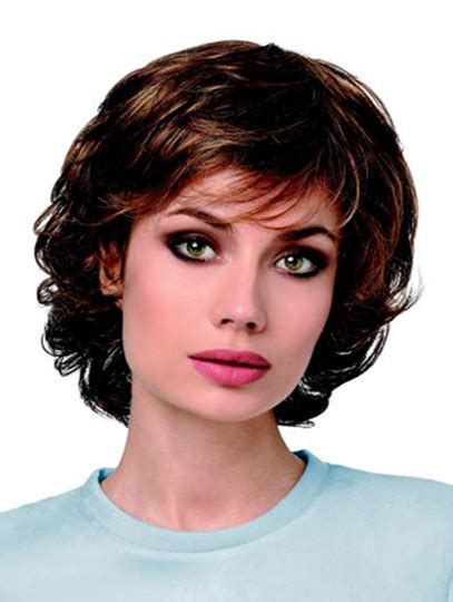 10" Curly Chin Length Brown Synthetic Layered 100% Hand-Tied Wigs