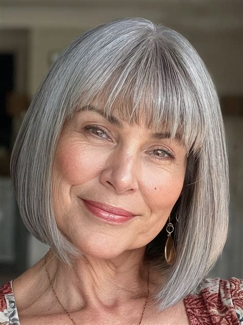 10" Straight Chin Length Lace Front With Bangs Grey Wigs: The Perfect Hair Solution