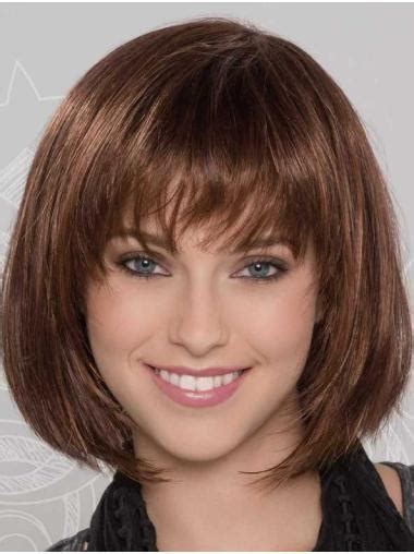 10" Straight Monofilament Brown Silver Bob Wigs