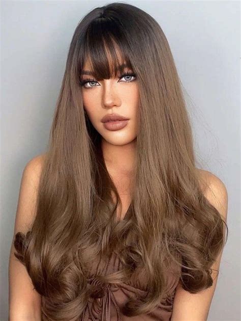 10,000+ Popular Long Wavy Brown With Bangs Amazing Wigs In 2025