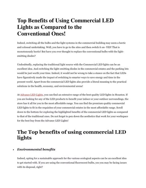 10 Amazing Benefits of Commercial LED Lights