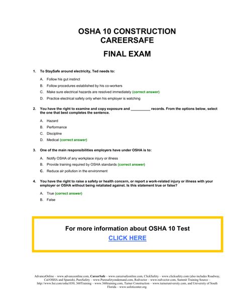 10 Hour Osha Test Answers Reader