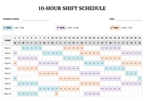 10 Hour Shift Schedule Template